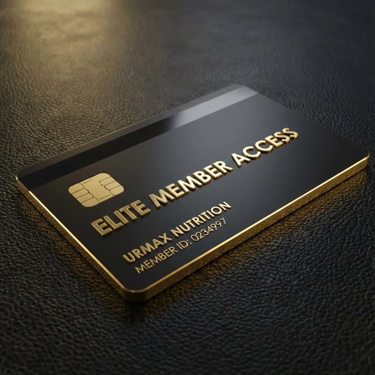 URMAX Elite Member Access black and gold card on leather, exclusive nutrition club