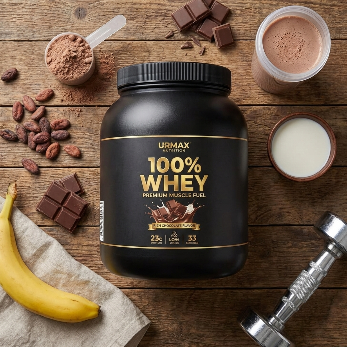 URMAX™ WHEY CORE: Premium-Proteinpulver (Intensiver Schokoladengeschmack / 1 kg)