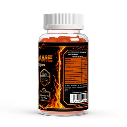 Urmax dietary supplement bottle with orange gummies, turmeric and ginger ingredients label