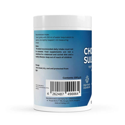 URMAX chondroitin sulfate supplement container with dosage instructions and barcode