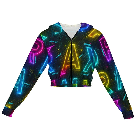 URMAX™ Neon Pulse Cropped Jacket — Neonfarbene, kurze Damenjacke mit Reißverschluss